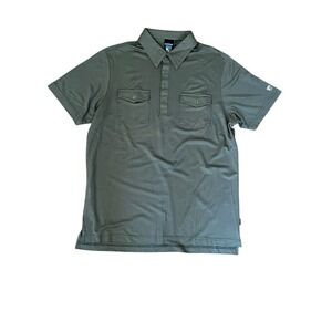Kuhl Polo Shirt Mens Olive Green Icelandr Waffle Texture Flap Pockets,Medium